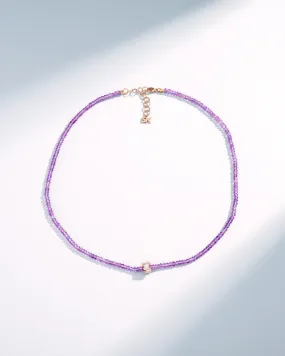 Infinite Beaded Amethyst & Mini Diamond Rondelle Necklace