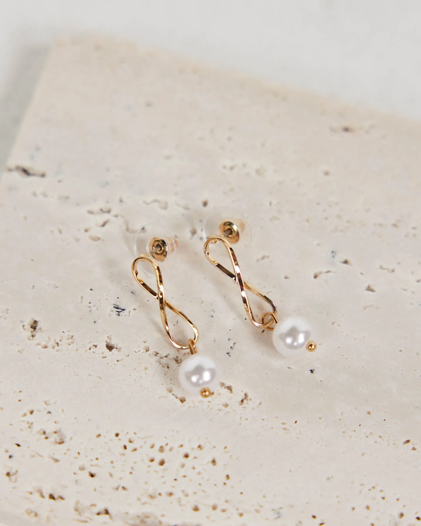 Infinity Pearl Earrings- Gold