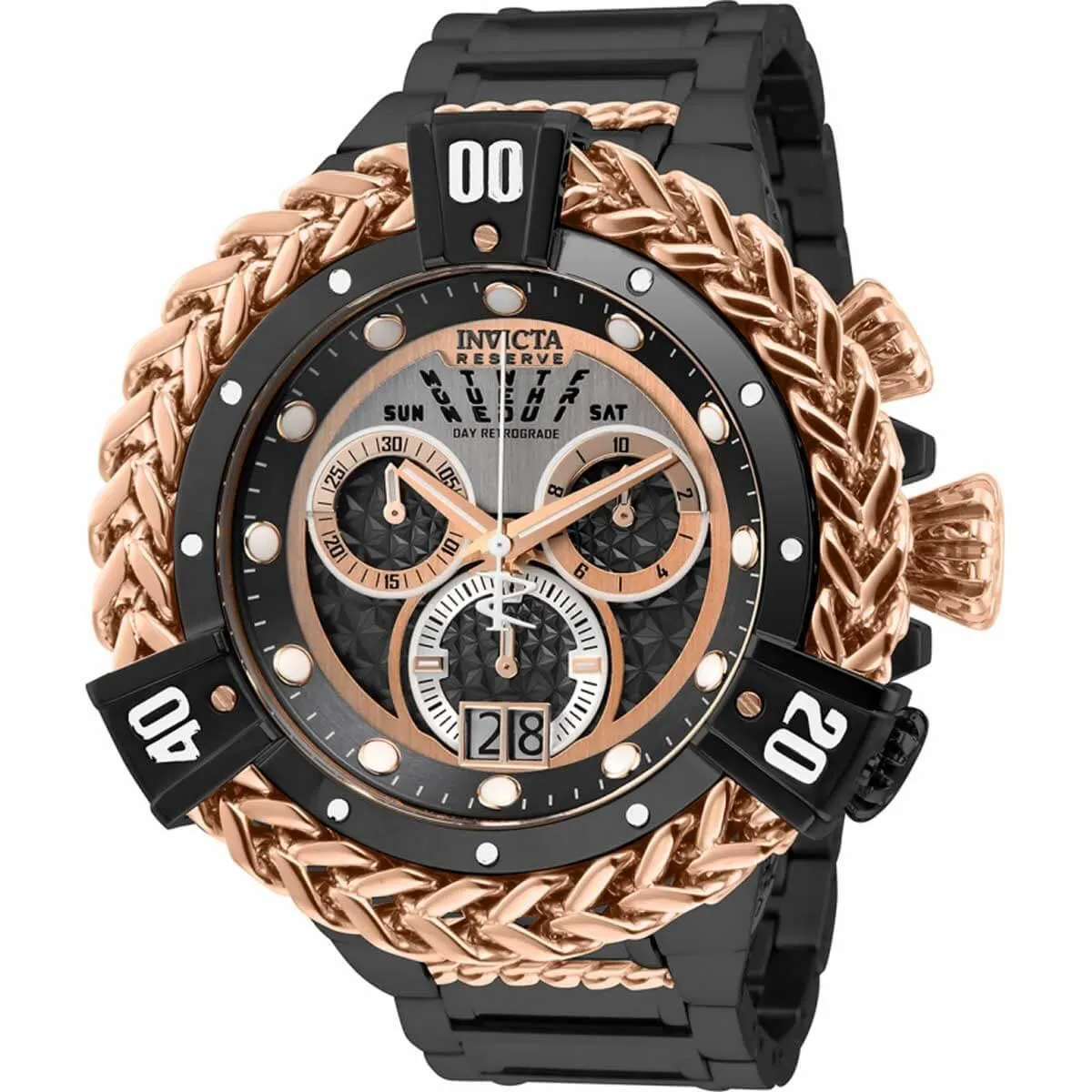 Invicta Men's Chrono Watch - Reserve Bolt TT Rose Gold and Black Bracelet | 31781