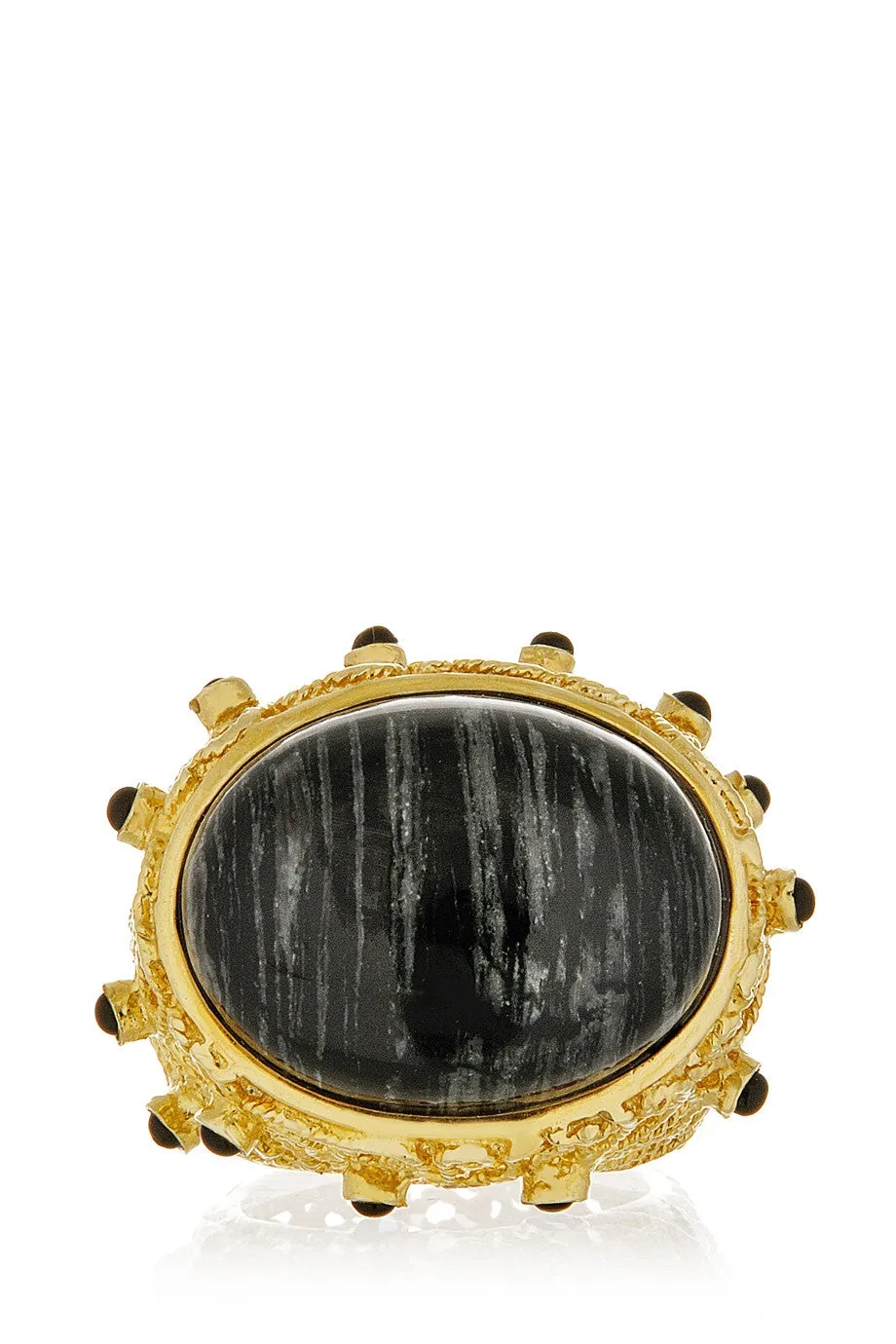 ISHARYA BLACK JASPER Cocktail Ring