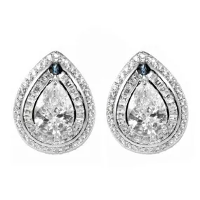 Kayla Pear Halo Statement CZ Stud Earrings