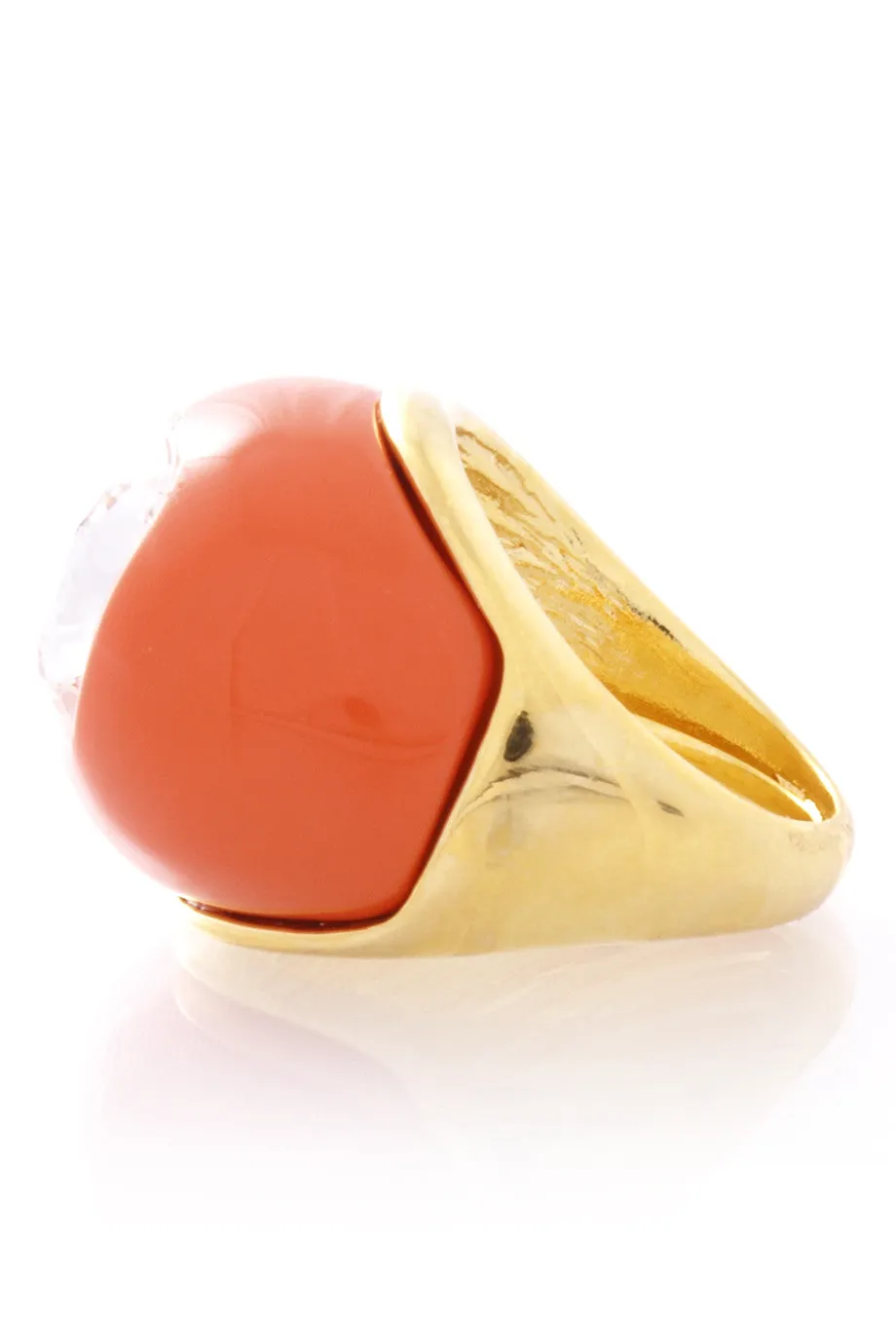 KENNETH JAY LANE Coral Crystal Center Dome Ring