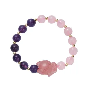 Korean Edition Amethyst Crystal Bracelet with Sterling Silver Design