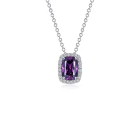 Lafonn Simulated Diamond & Amethyst Halo Cushion-Cut Necklace N0339AMP20