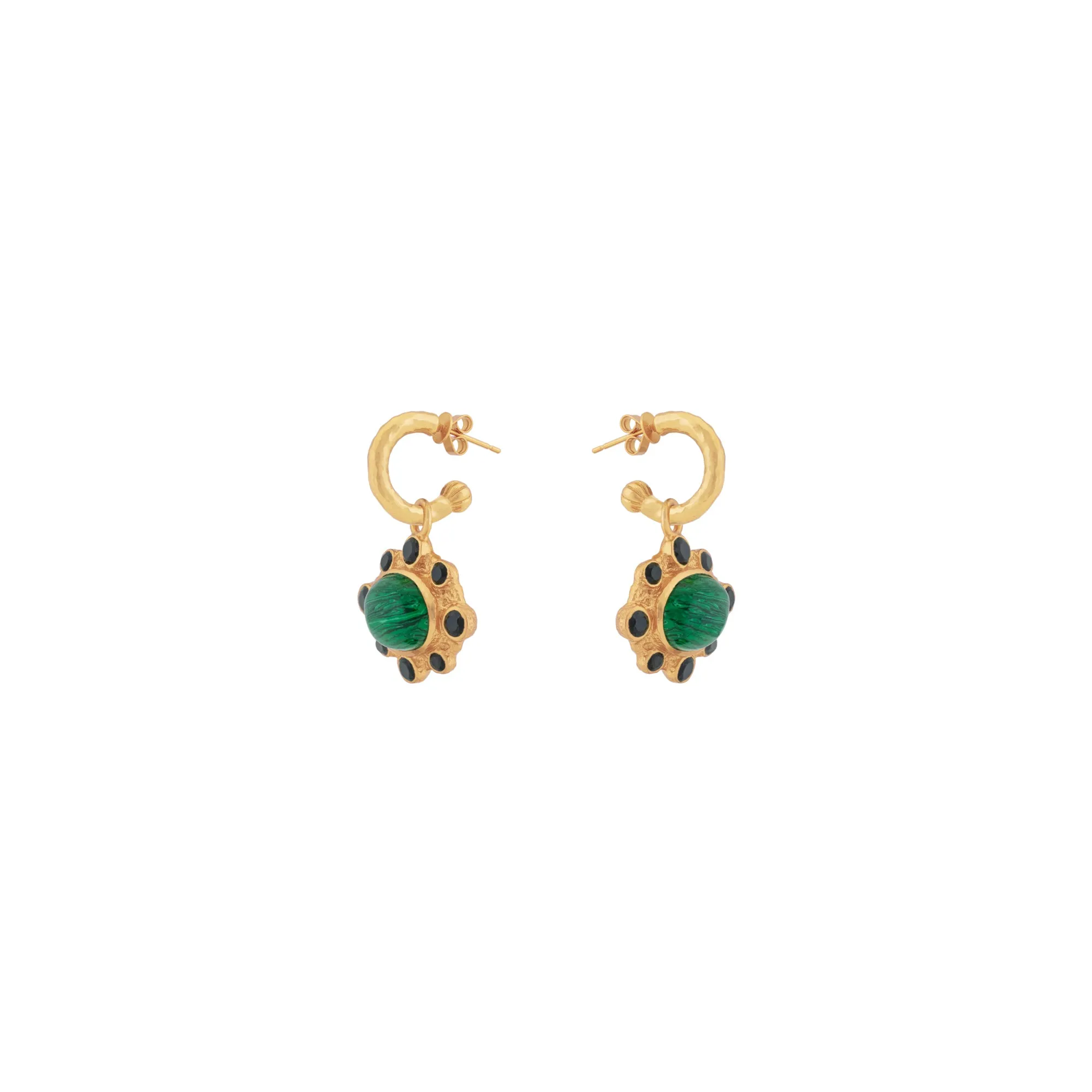 Laia Earrings Malachite & Black Onyx