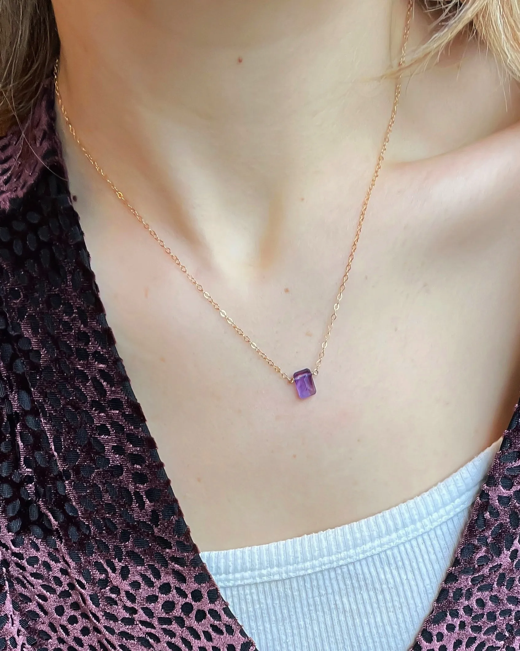 L'amethyste baguette necklace - natural amethyst