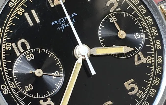 Large Rona Sport Ref 1505 1950s Gilt Scale Chrono