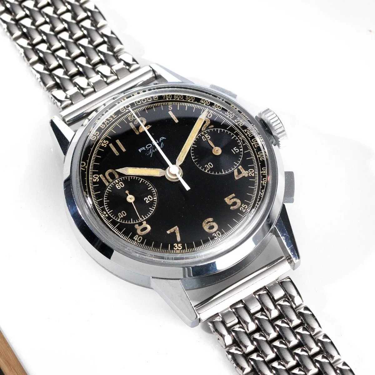 Large Rona Sport Ref 1505 1950s Gilt Scale Chrono