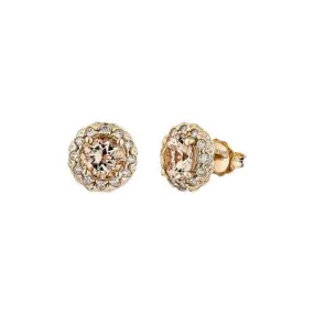 Le Vian 14K Strawberry Gold Peach Morganite with Vanilla Diamond Halo Stud Earrings