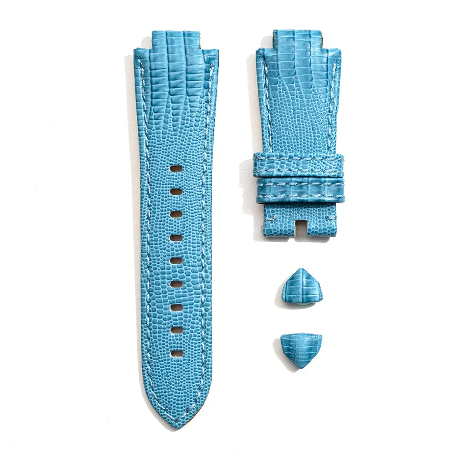 Leather Strap in Blue Teju