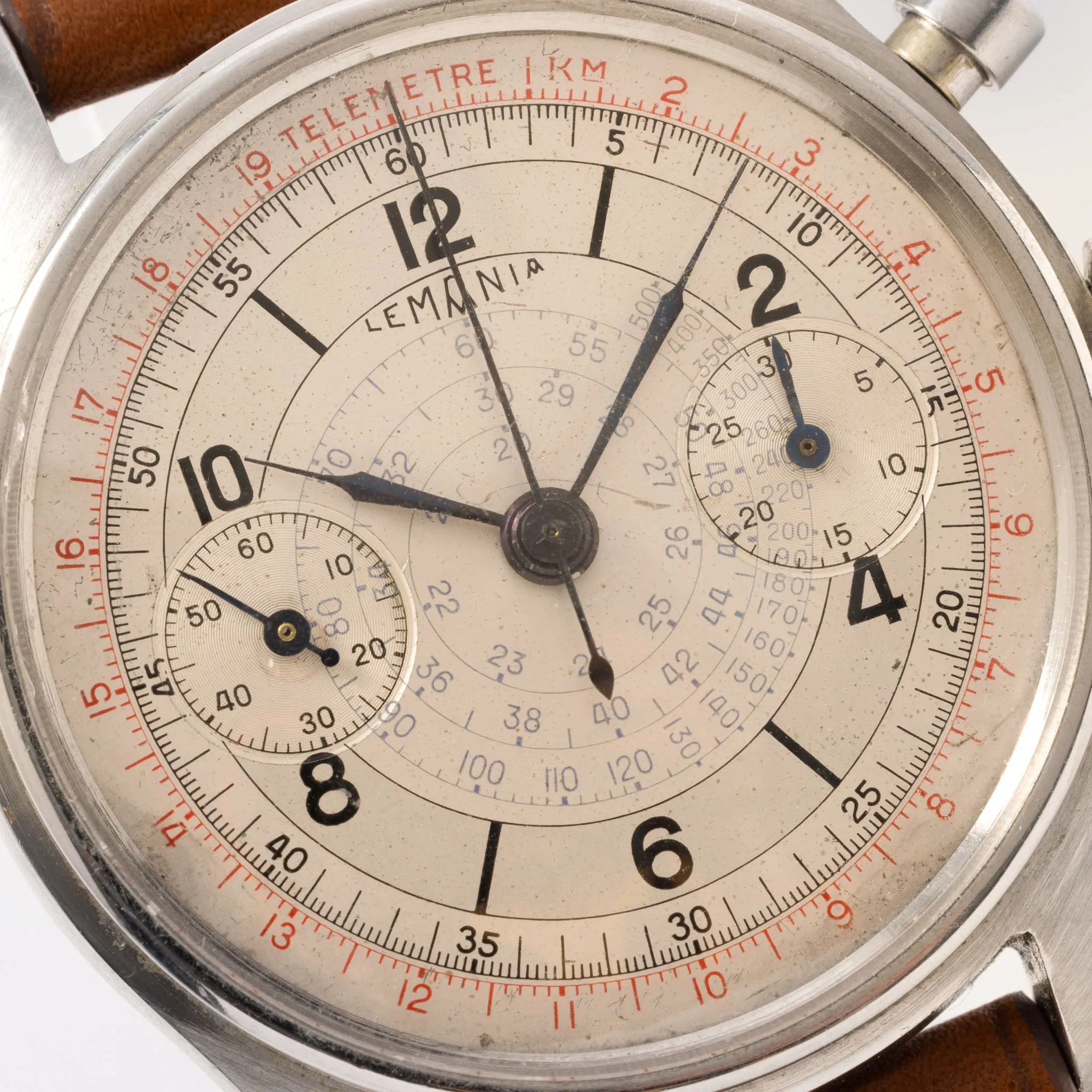 Lemania Large Step Case Four Colour Dial Chronograph