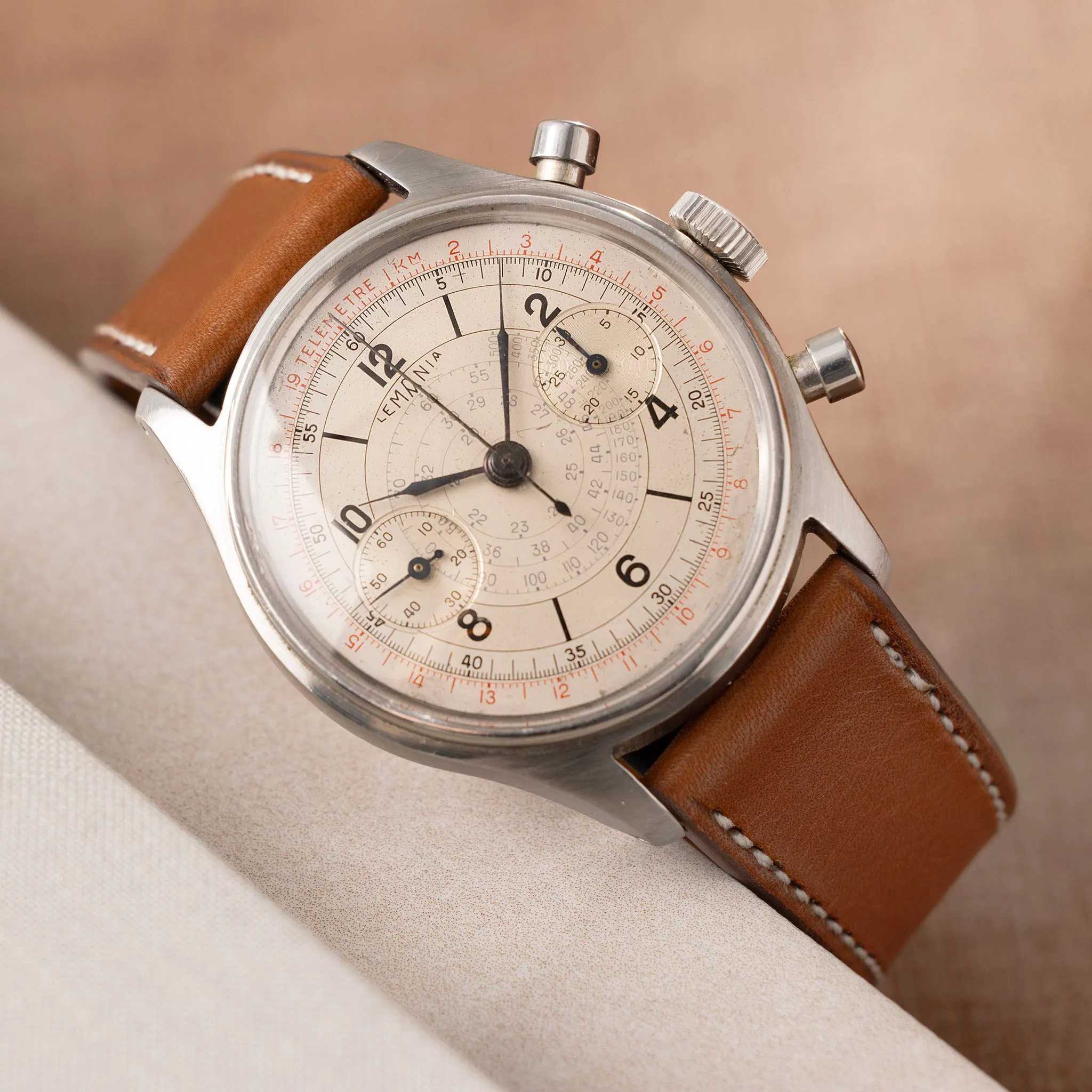 Lemania Large Step Case Four Colour Dial Chronograph