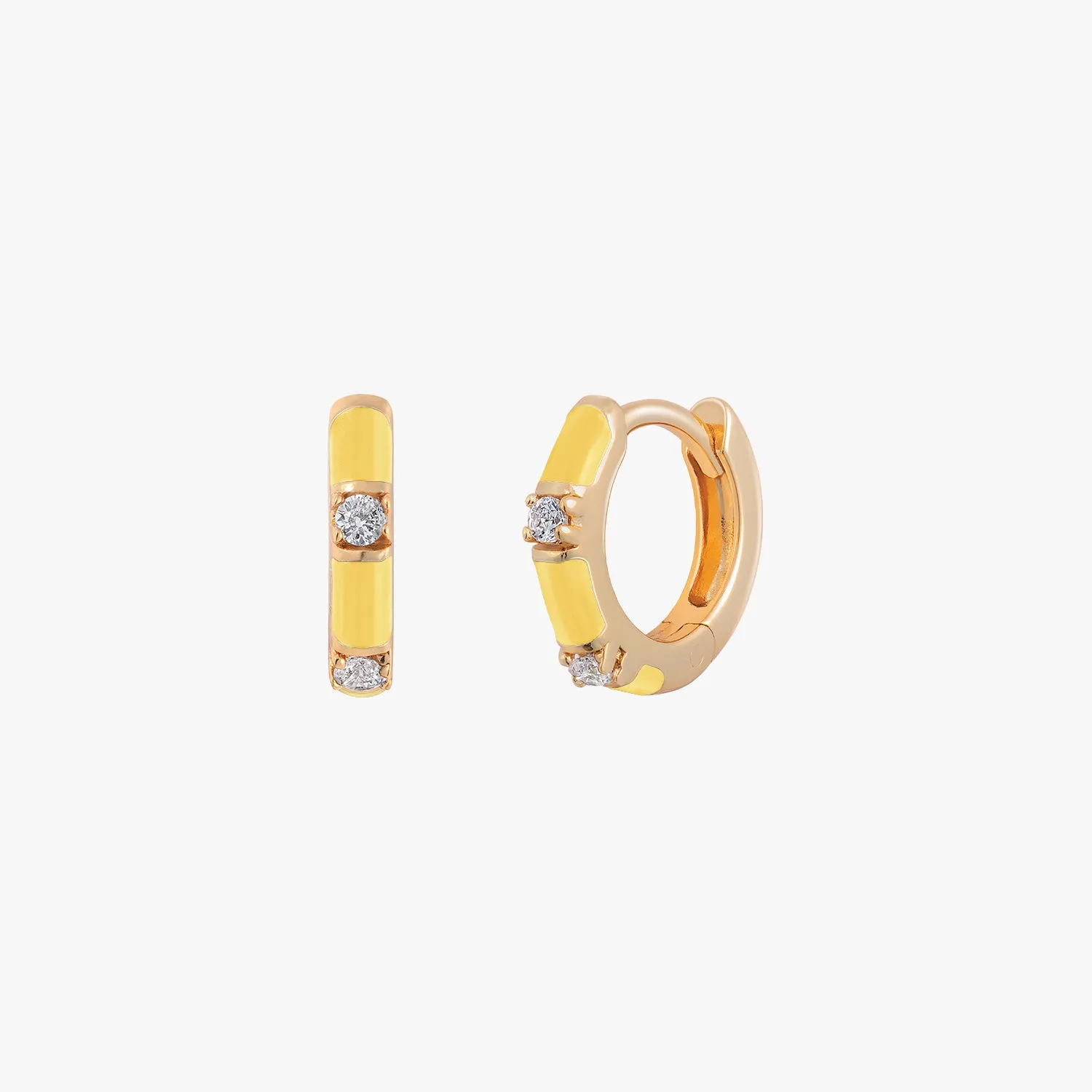 Lemon Yellow CZ Huggie Hoop