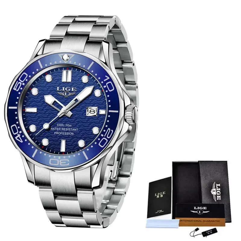 LIGE Luxury Dive Watch For Men