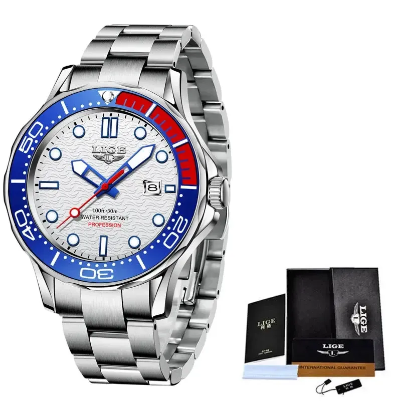 LIGE Luxury Dive Watch For Men