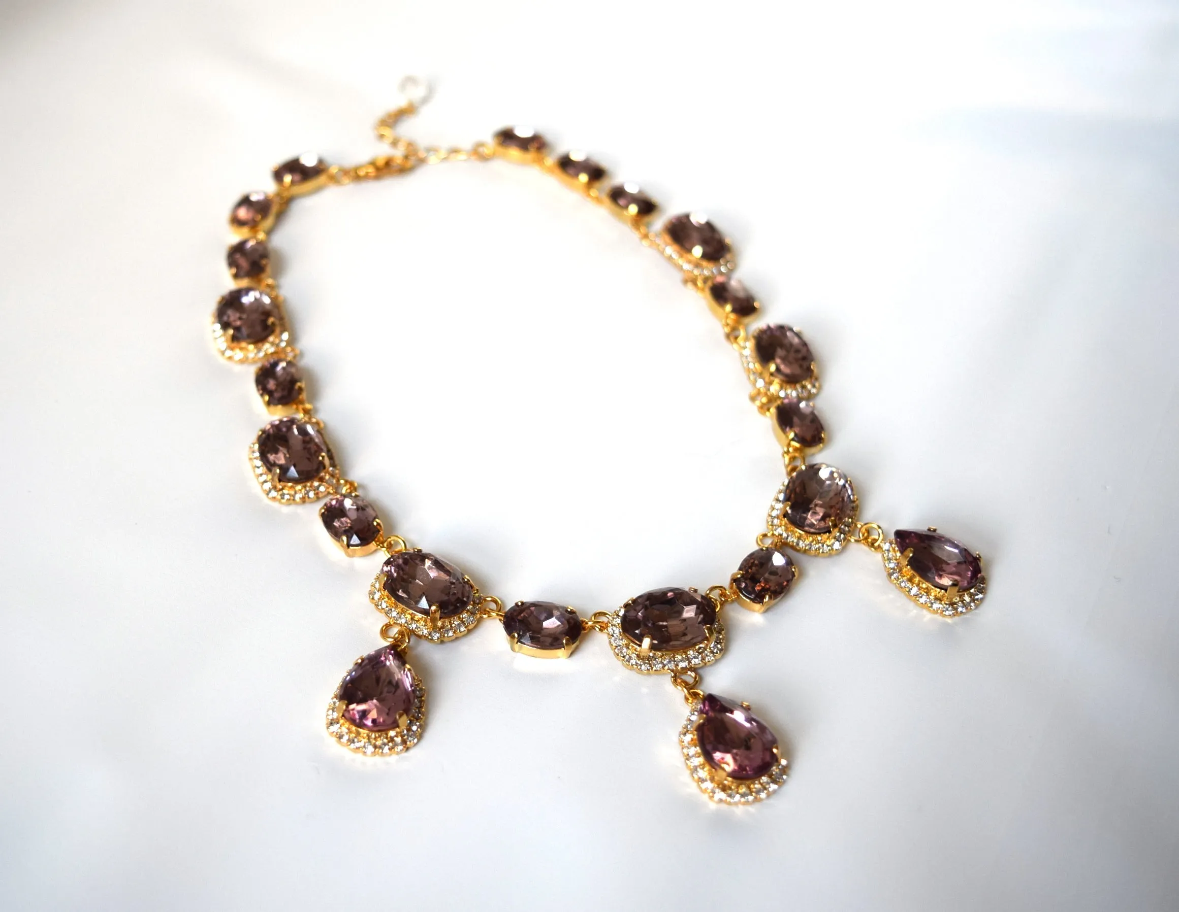 Light Amethyst Halo Riviere Necklace