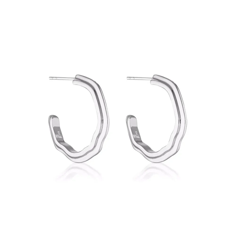 LINDA TAHIJA Contour Hoop Earrings SILVER