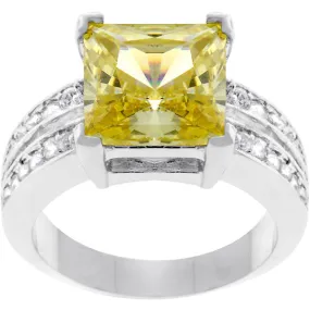 Lola Canary Princess Cut Solitaire Cocktail Ring | 7.5ct