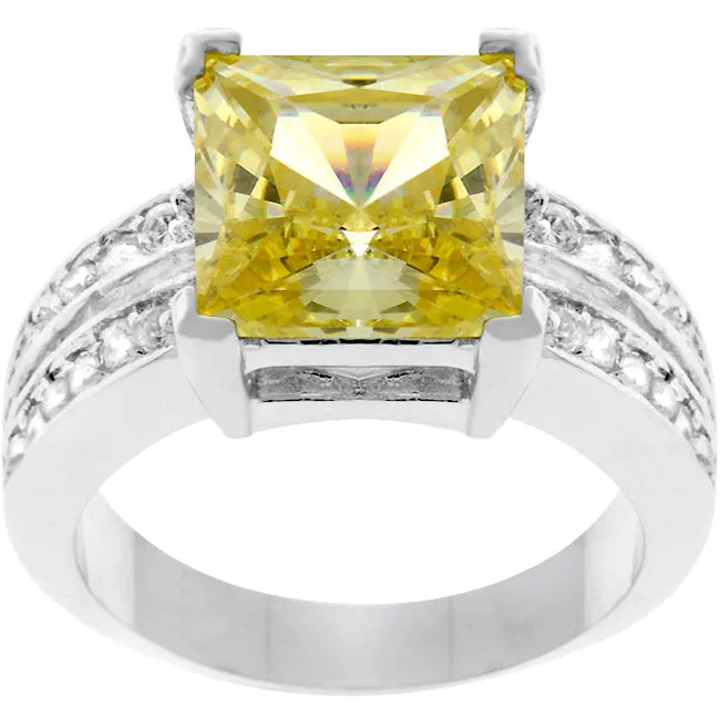 Lola Canary Princess Cut Solitaire Cocktail Ring | 7.5ct