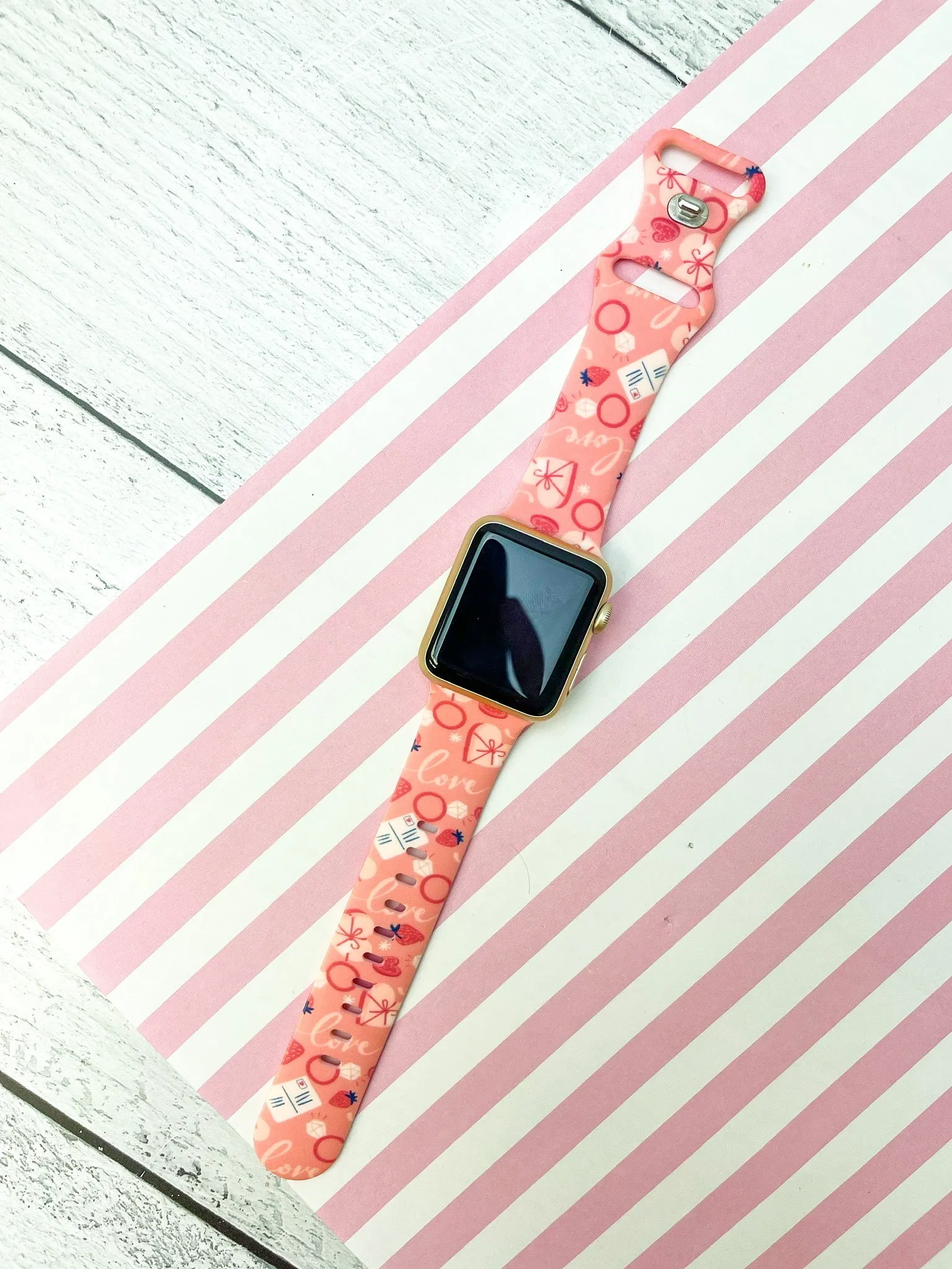 Love Letters Printed Silicone Watch Band - One Size