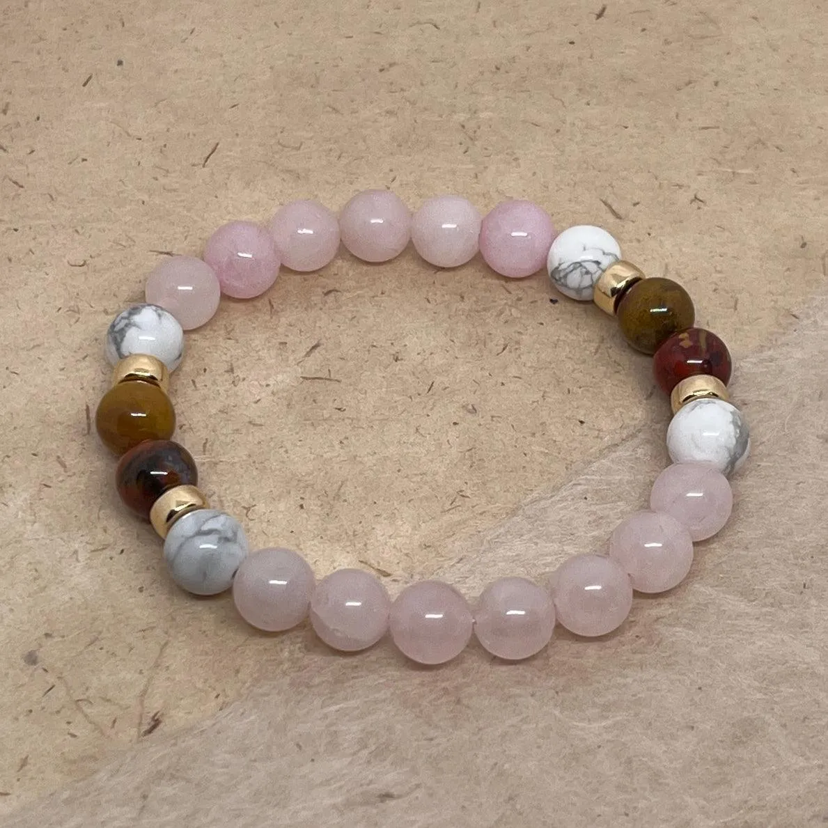 Love's Quiet Wisdom - Rose Quartz & White Howlite Bracelet 8mm