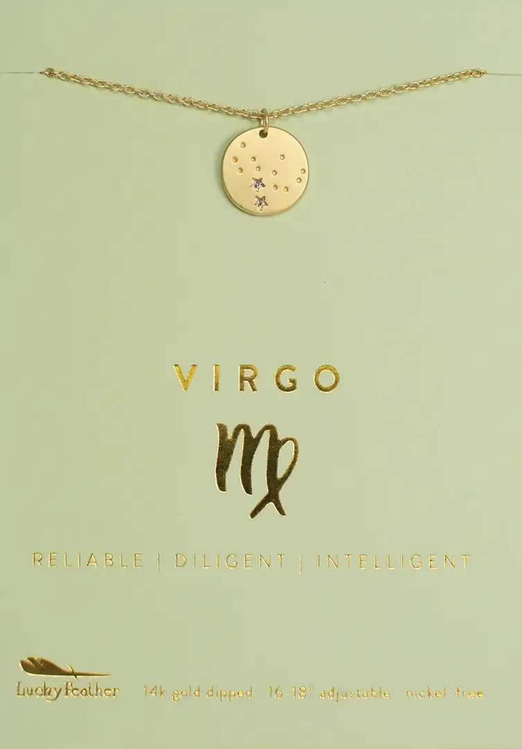 Lucky Feather Zodiac Necklace: Virgo