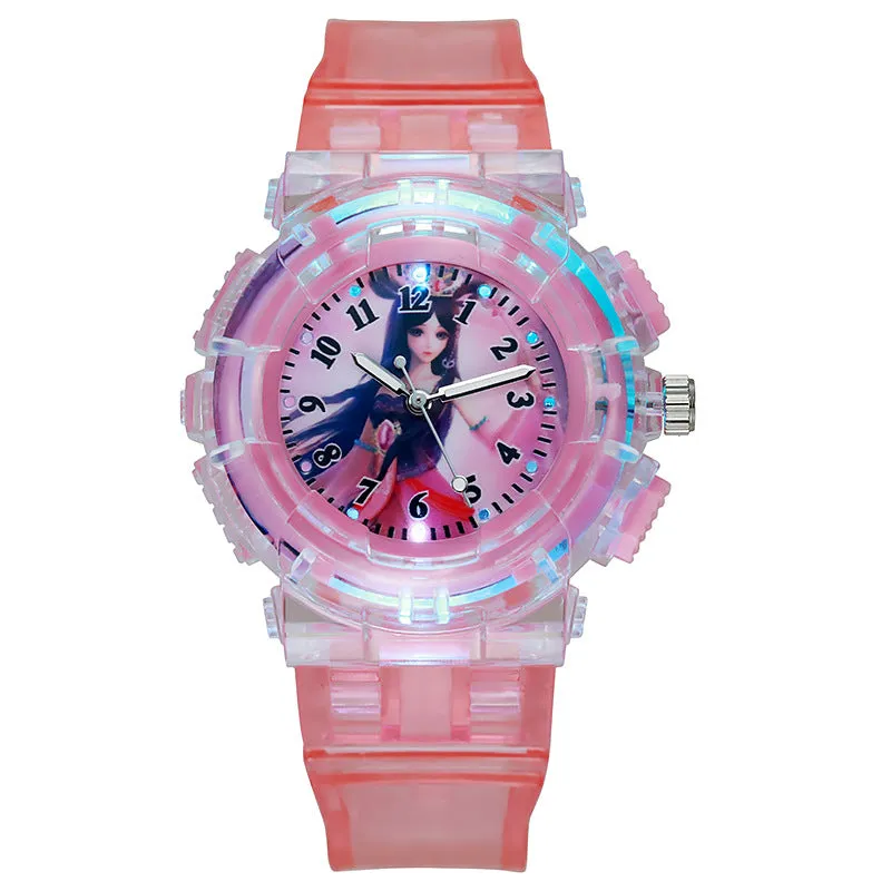 Luminous Flashing Light Ice Princess Watch Student Children Electronic Watch