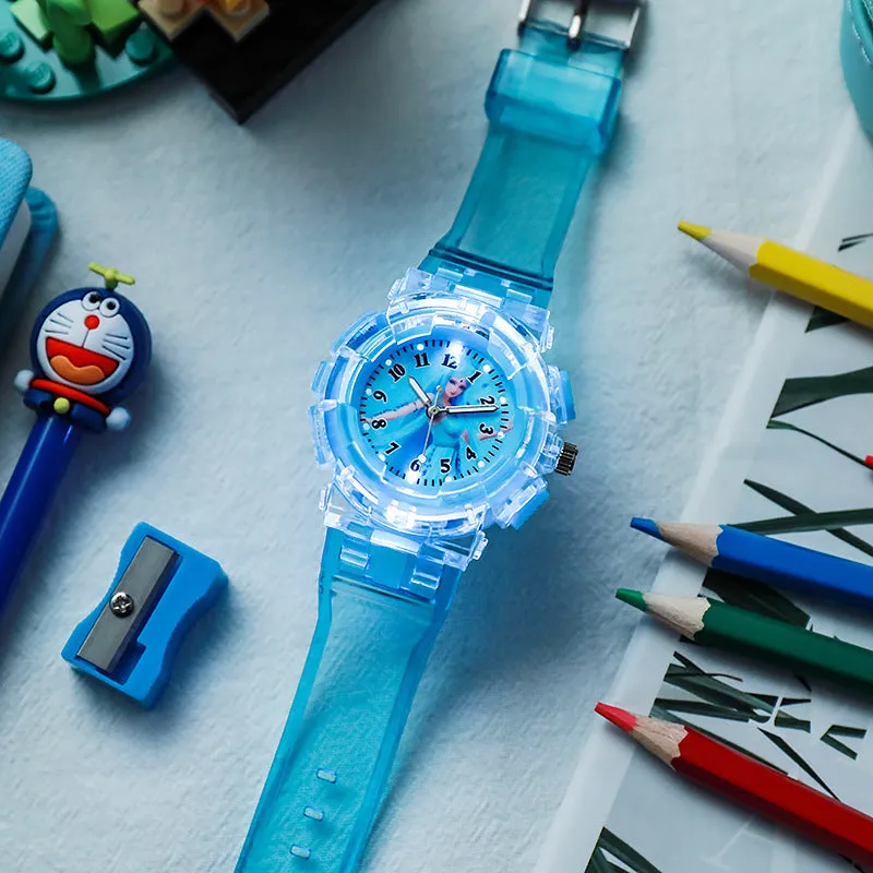 Luminous Flashing Light Ice Princess Watch Student Children Electronic Watch