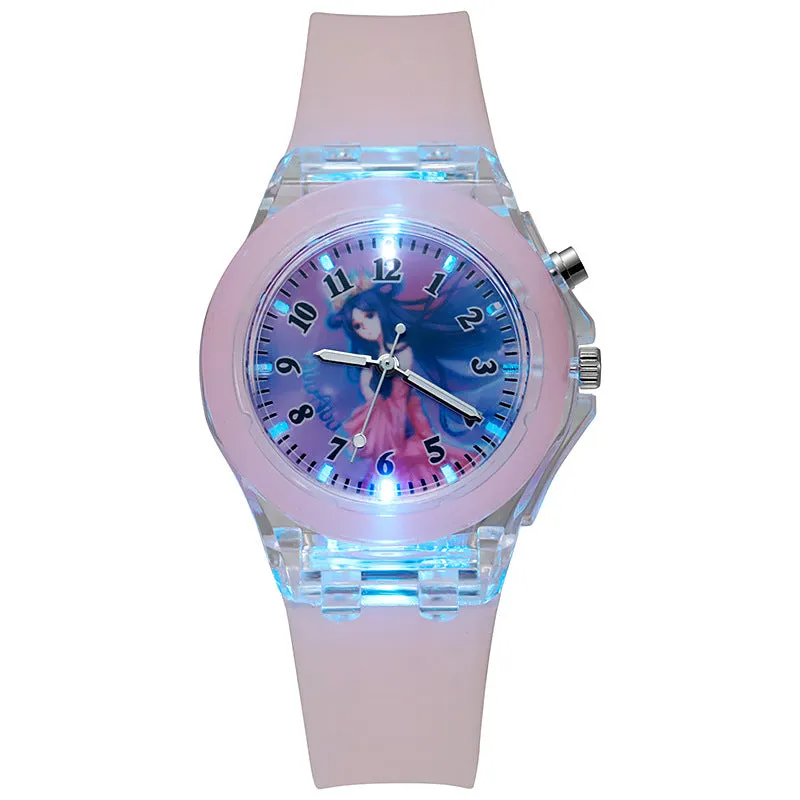 Luminous Flashing Light Ice Princess Watch Student Children Electronic Watch