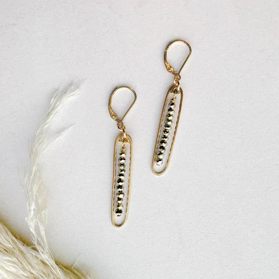 lyric earrings with pyrite