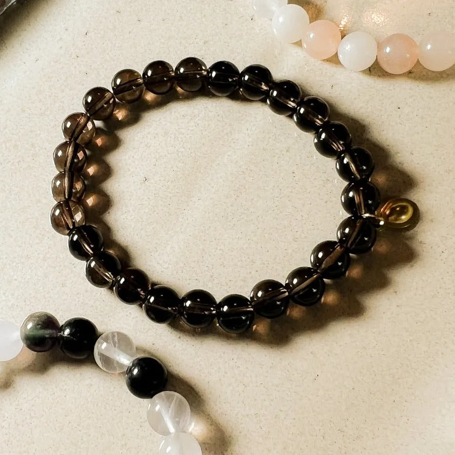 Mala: Smoky Quartz Beaded Mala Bracelet