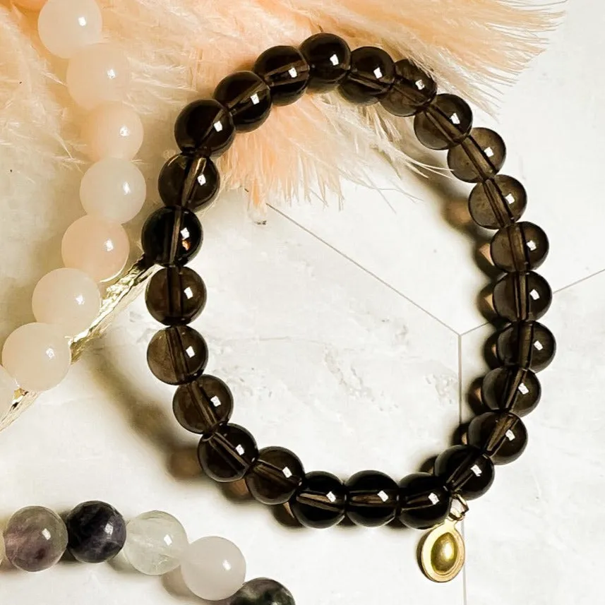 Mala: Smoky Quartz Beaded Mala Bracelet