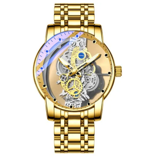 Men Watch Skeleton Automatic Quartz Watch Gold Skeleton Vintage Man Watch Mens Watches Top Brand Luxury