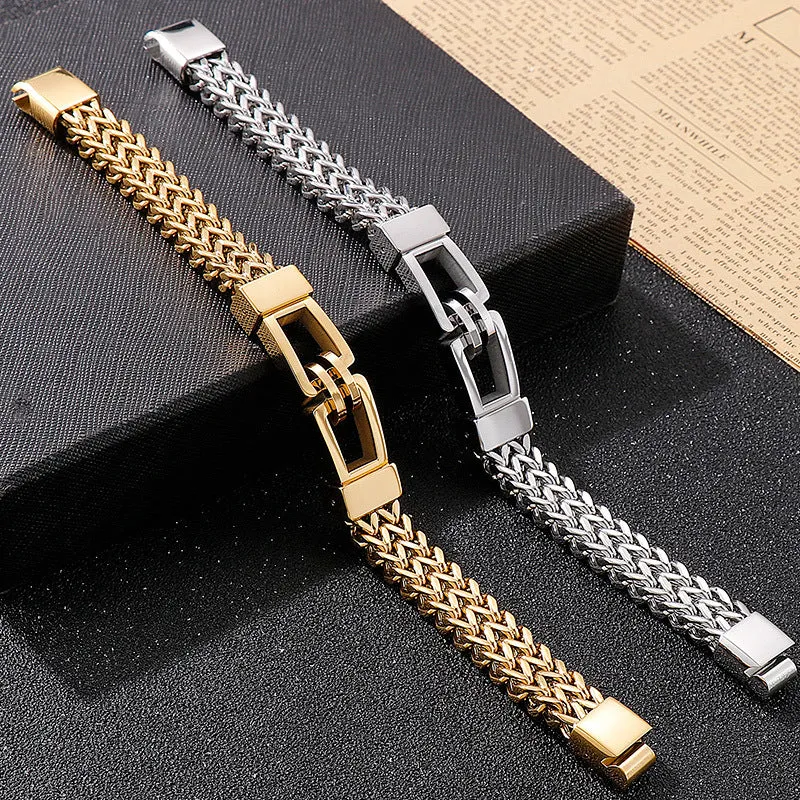 Men's 21.5cm Personalized Titanium Steel Rock Hip-Hop Bracelet