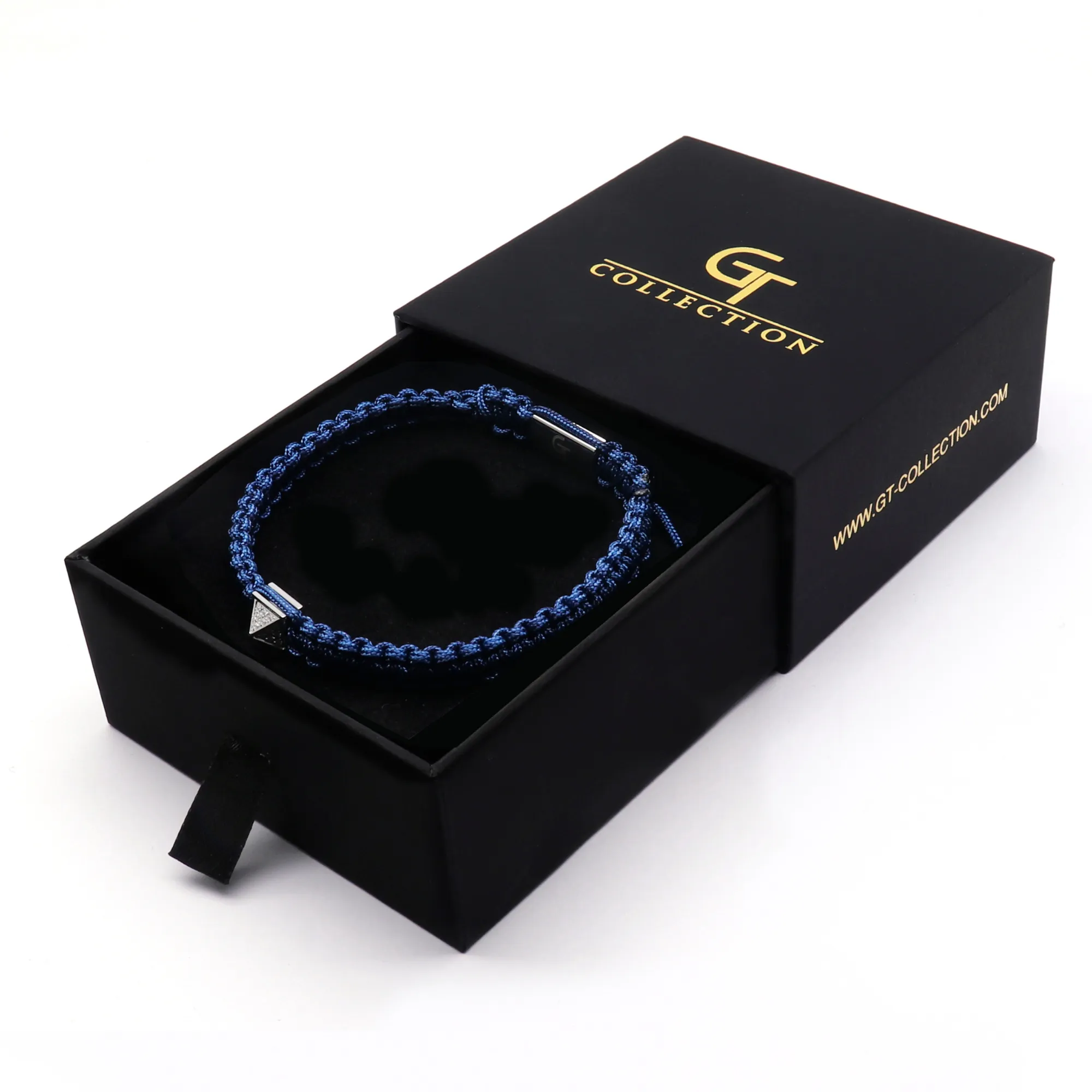 Men's Blue Bracelet - Silver Pyramid with Zircon