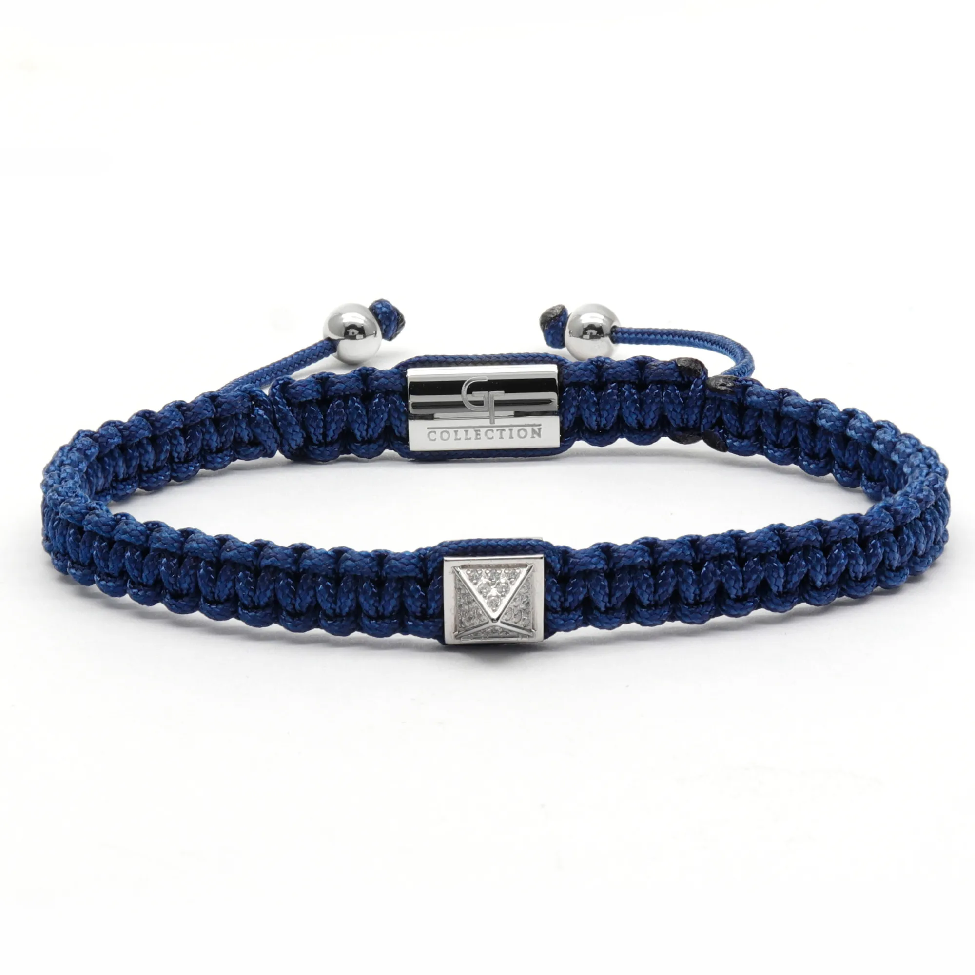 Men's Blue Bracelet - Silver Pyramid with Zircon