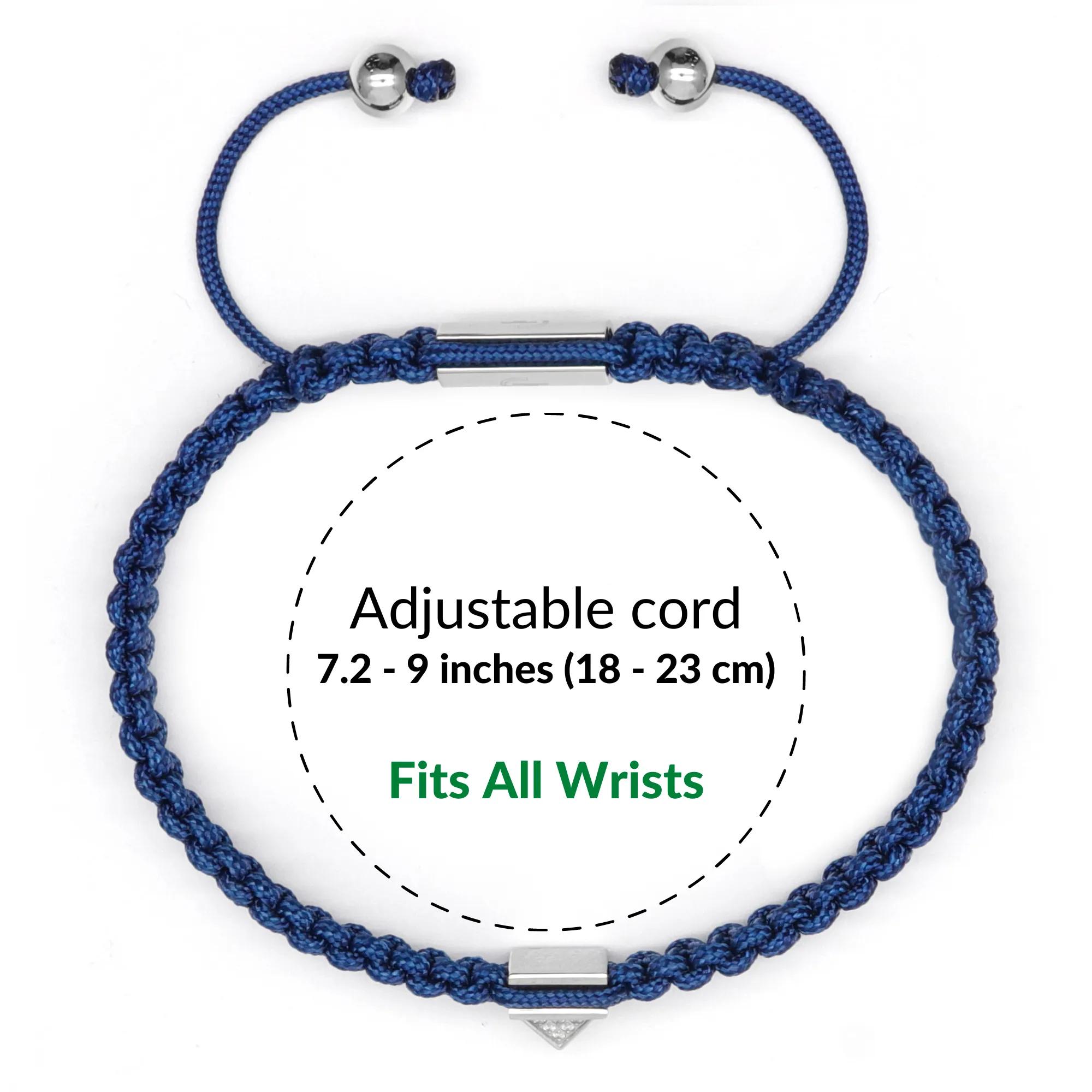 Men's Blue Bracelet - Silver Pyramid with Zircon