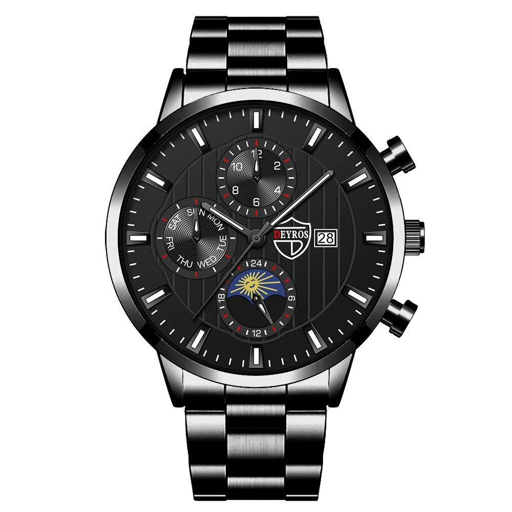 Men's Calendar Luminous Stainless Steel Quartz Wrist Watch