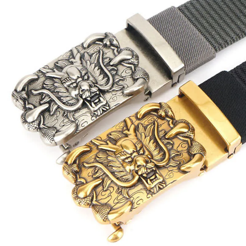 Men's Casual Dragon Decor Nylon Belt