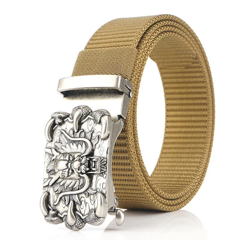 Men's Casual Dragon Decor Nylon Belt