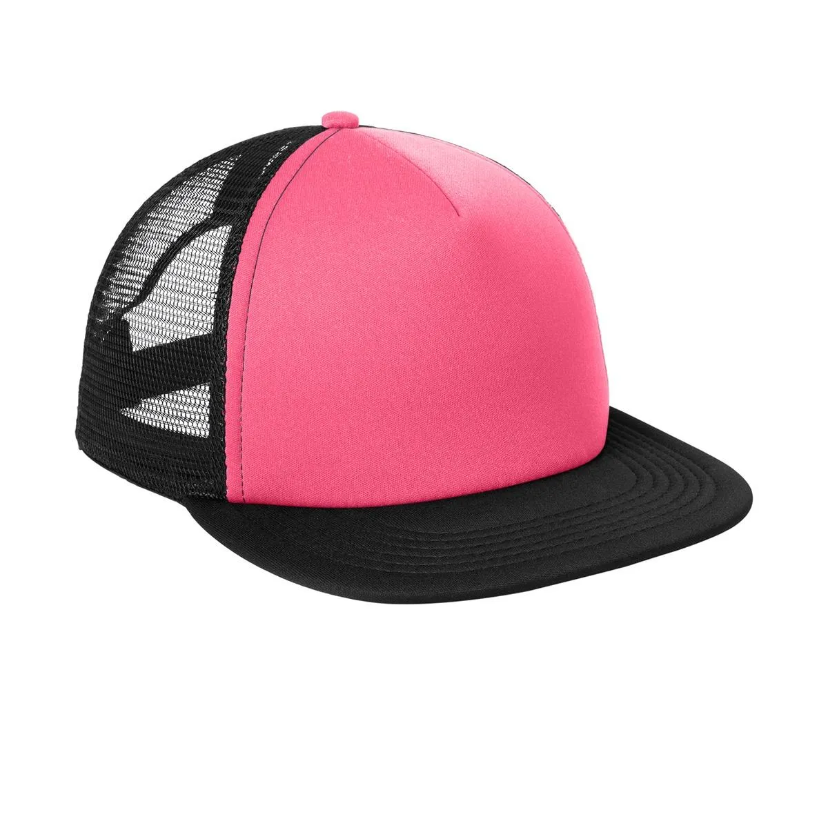 Men's Flat Bill Plastic Snapback Polyester Foam Trucker Cap