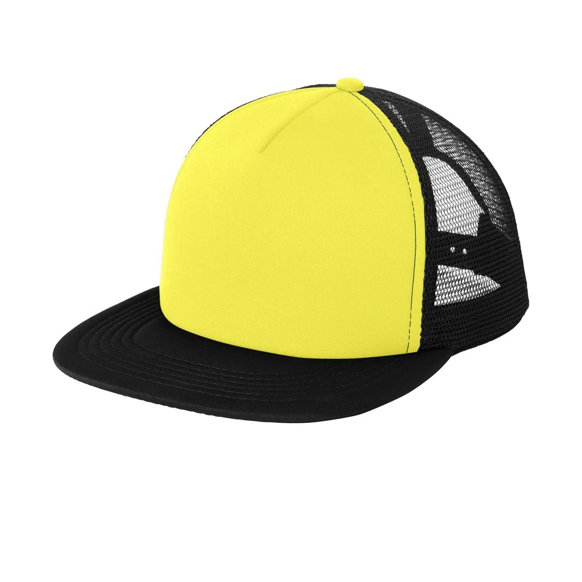 Men's Flat Bill Plastic Snapback Polyester Foam Trucker Cap