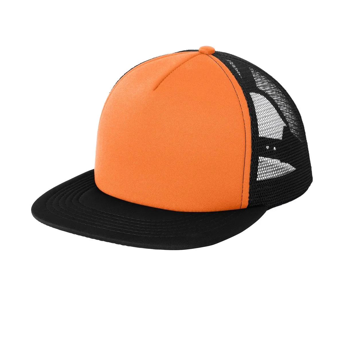 Men's Flat Bill Plastic Snapback Polyester Foam Trucker Cap