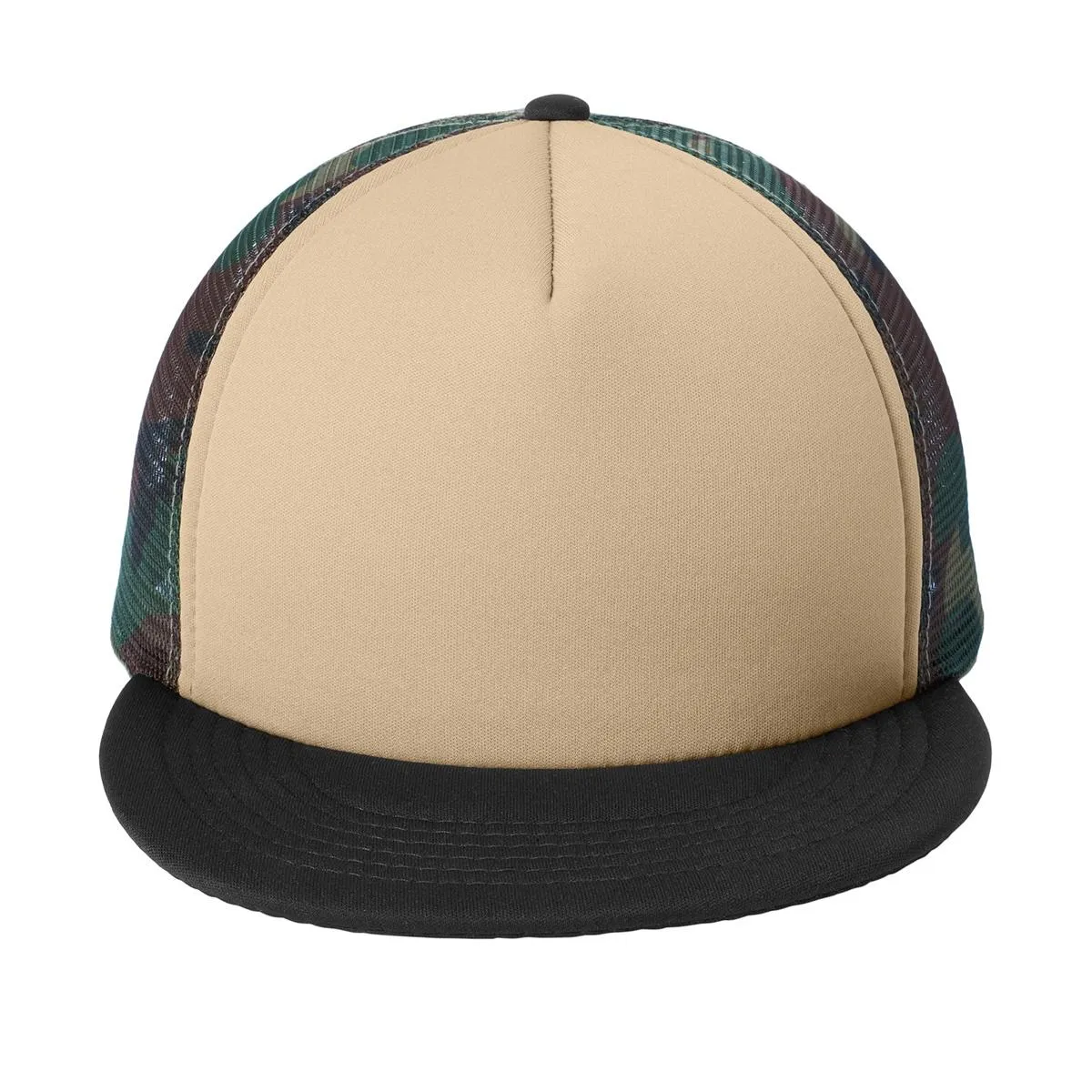 Men's Flat Bill Plastic Snapback Polyester Foam Trucker Cap