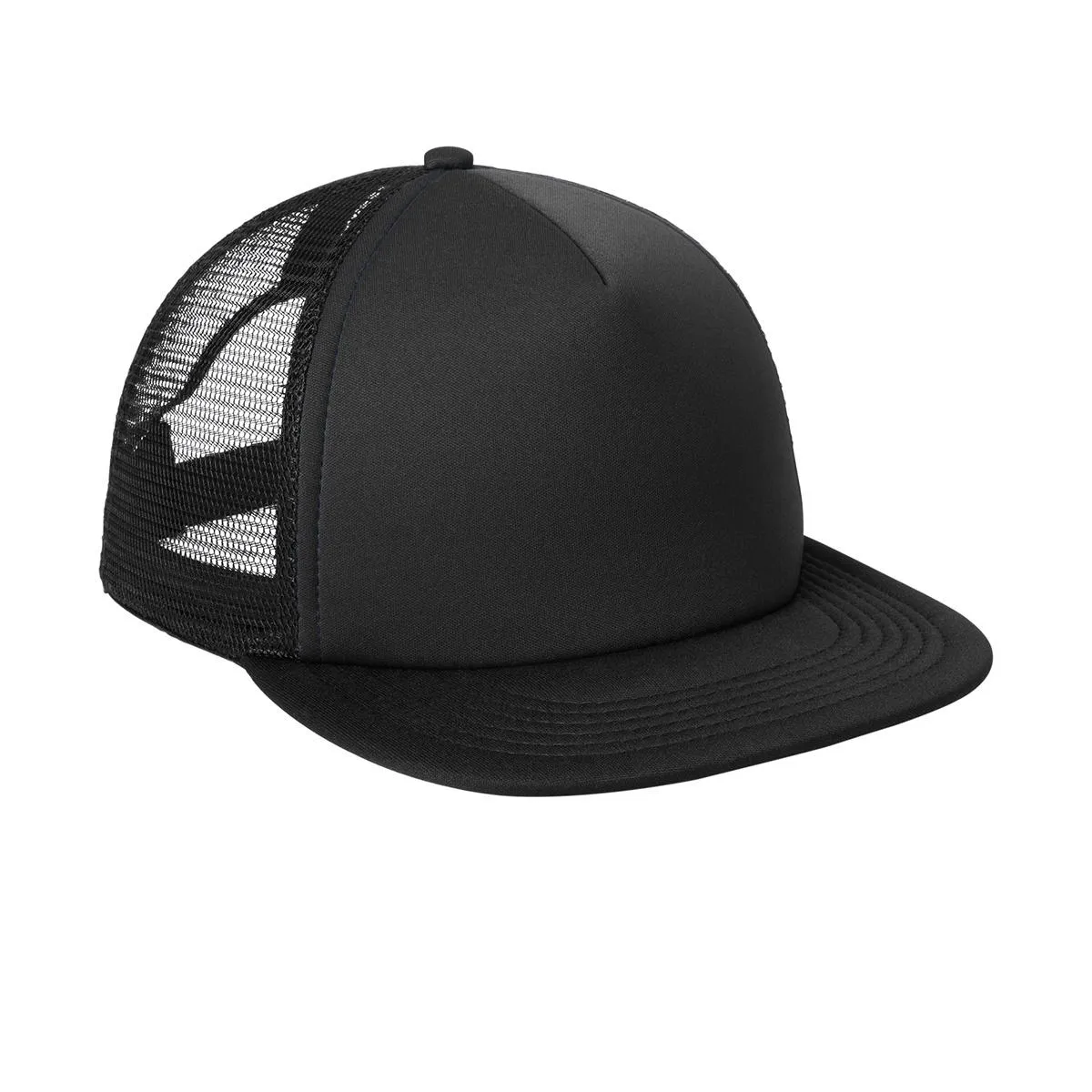 Men's Flat Bill Plastic Snapback Polyester Foam Trucker Cap