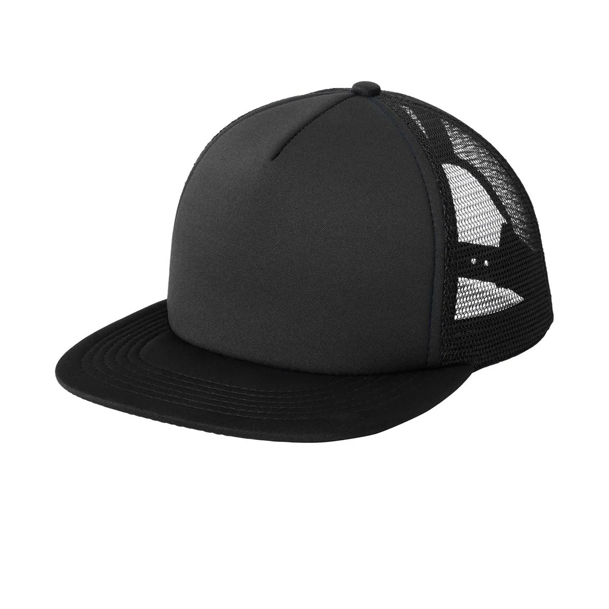 Men's Flat Bill Plastic Snapback Polyester Foam Trucker Cap