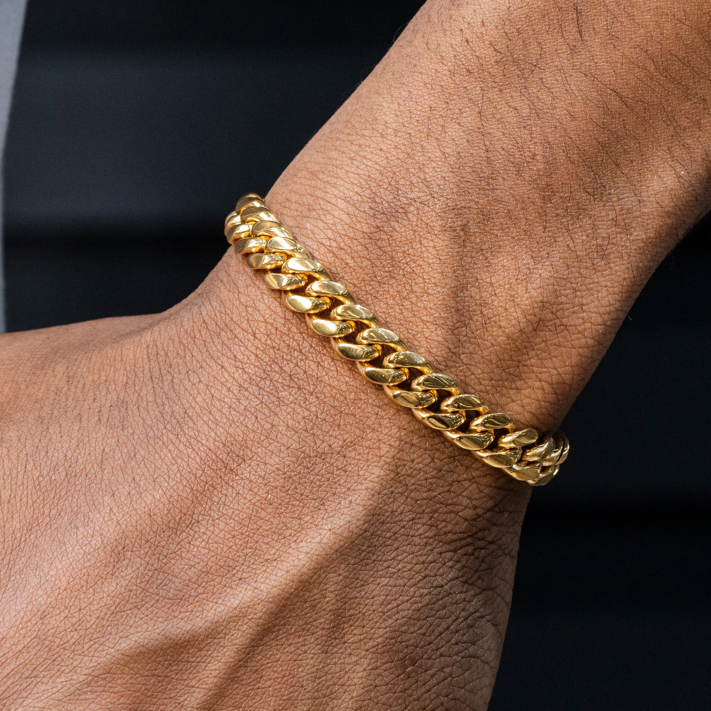 Mens Gold Solid Miami Cuban Link Bracelet | 6MM