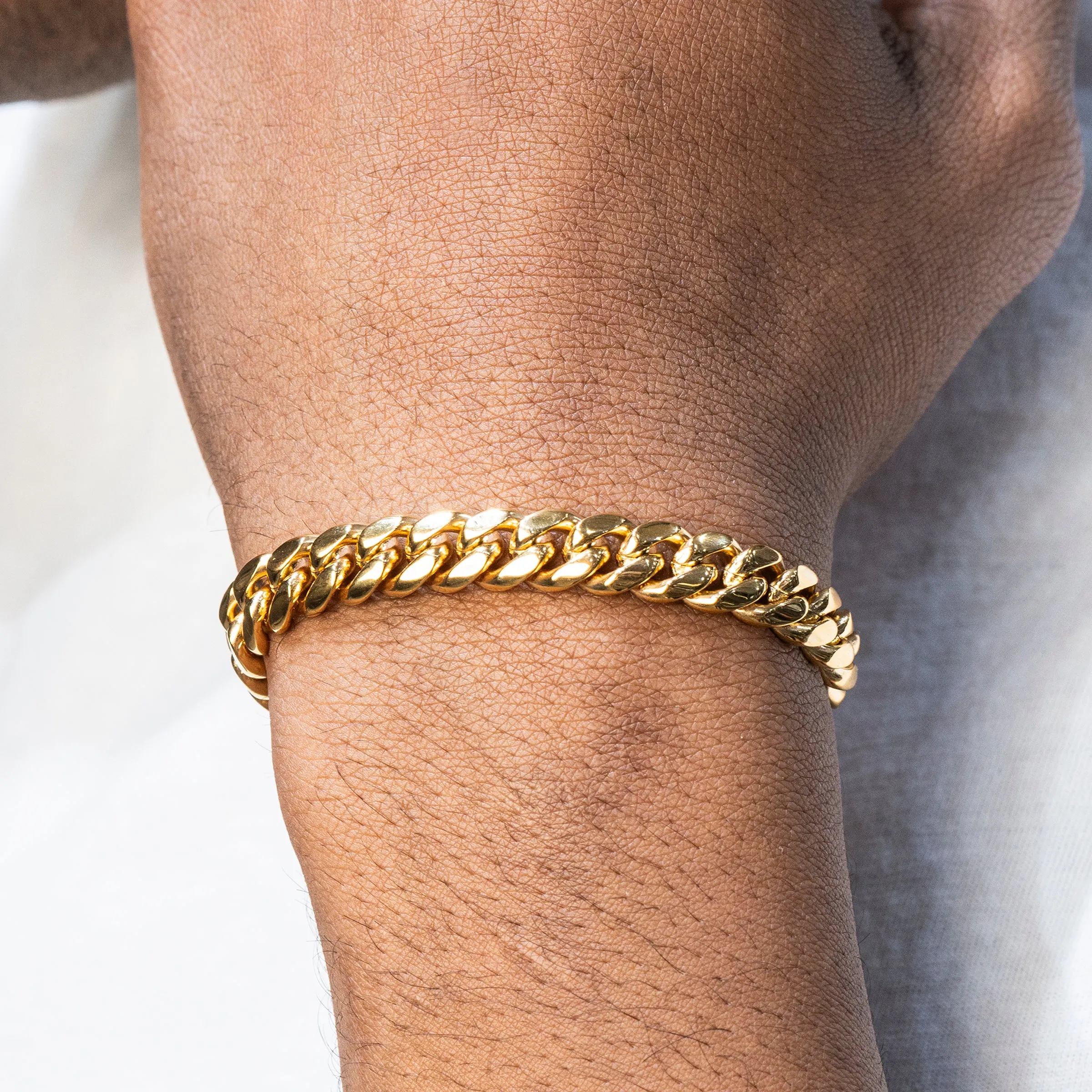 Mens Gold Solid Miami Cuban Link Bracelet | 6MM