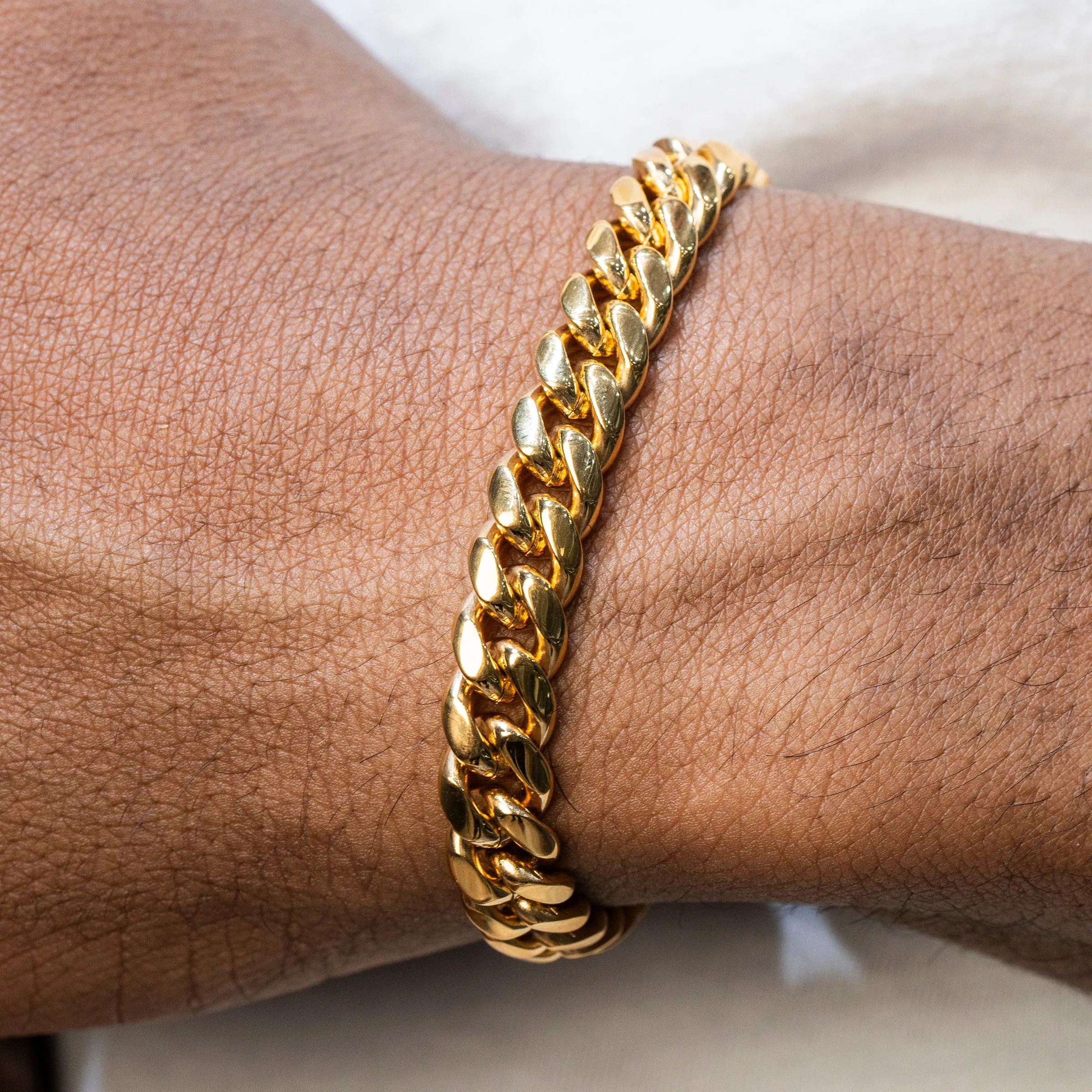 Mens Gold Solid Miami Cuban Link Bracelet | 6MM