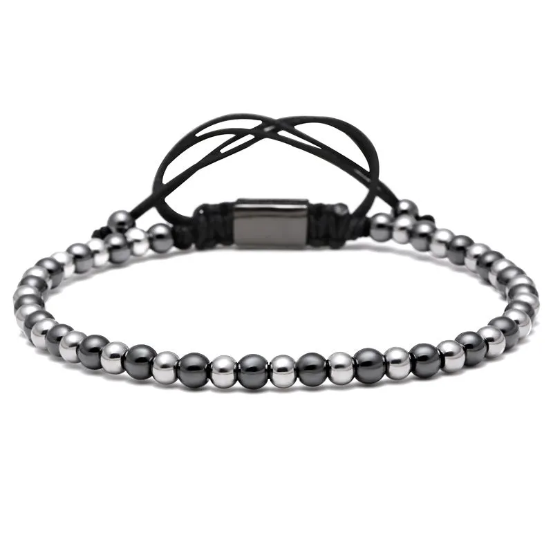 Men's Hand Braided Titanium Bead Bracelet